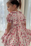 Cherry Red Floral Hand Smocked Dress