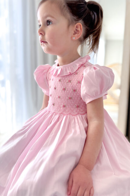 Pink Rose Hand Smocked Dress