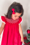 Red Hand Smocked Bishop Dress