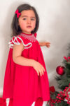 Red Hand Smocked Bishop Dress
