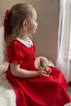 Red Rosebud Hand Smocked Dress