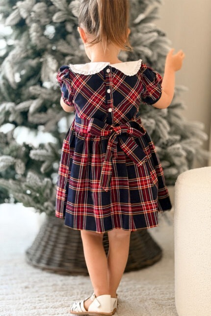 Red and Navy Tartan Dress