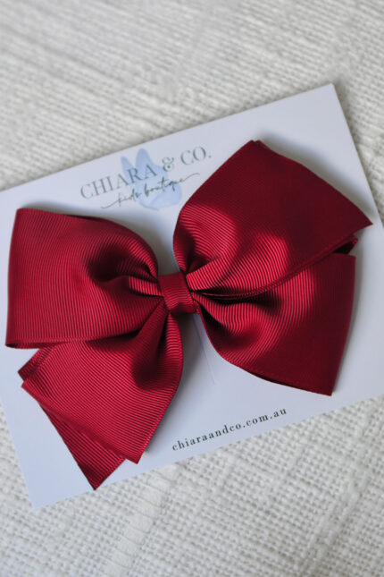 Cherry Red Grosgrain Bow-Hair Clip