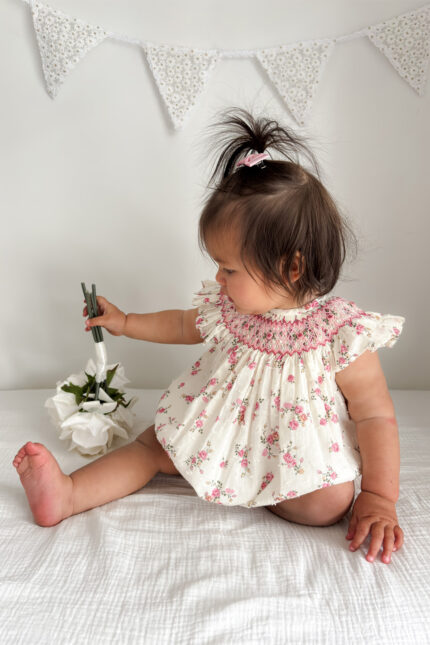 Eden Hand Smocked Bishop Romper