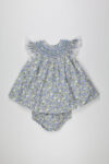 Blue Blossom Hand Smocked Bishop Dress
