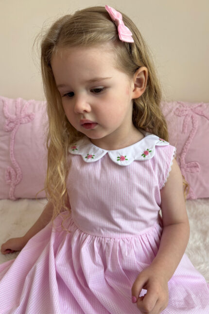 Pink Gingham Rose Dress
